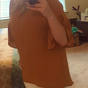 Crepe bell sleeve flowy oversized top